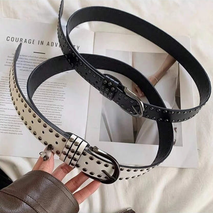 New Women Belt Women's Jeans Tie-in Ladies' Belt Fashion Personality Rivet Belt Senior Black Fashion