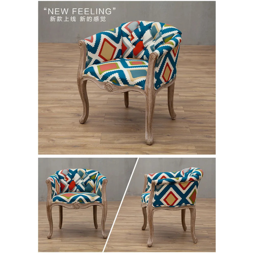 Leisure Sofa Chair, Solid Wood Antique Dining Chair, European Hotel Dining Chair, Living Room Leisure Sofa,Support Customization