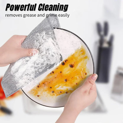 5-30 PCS Magic Dishcloth Silver Wire Cleaning Kitchen Cloth Thickened Microfiber Wash Towel Built-in Sponge Steel Wire Ball Rag