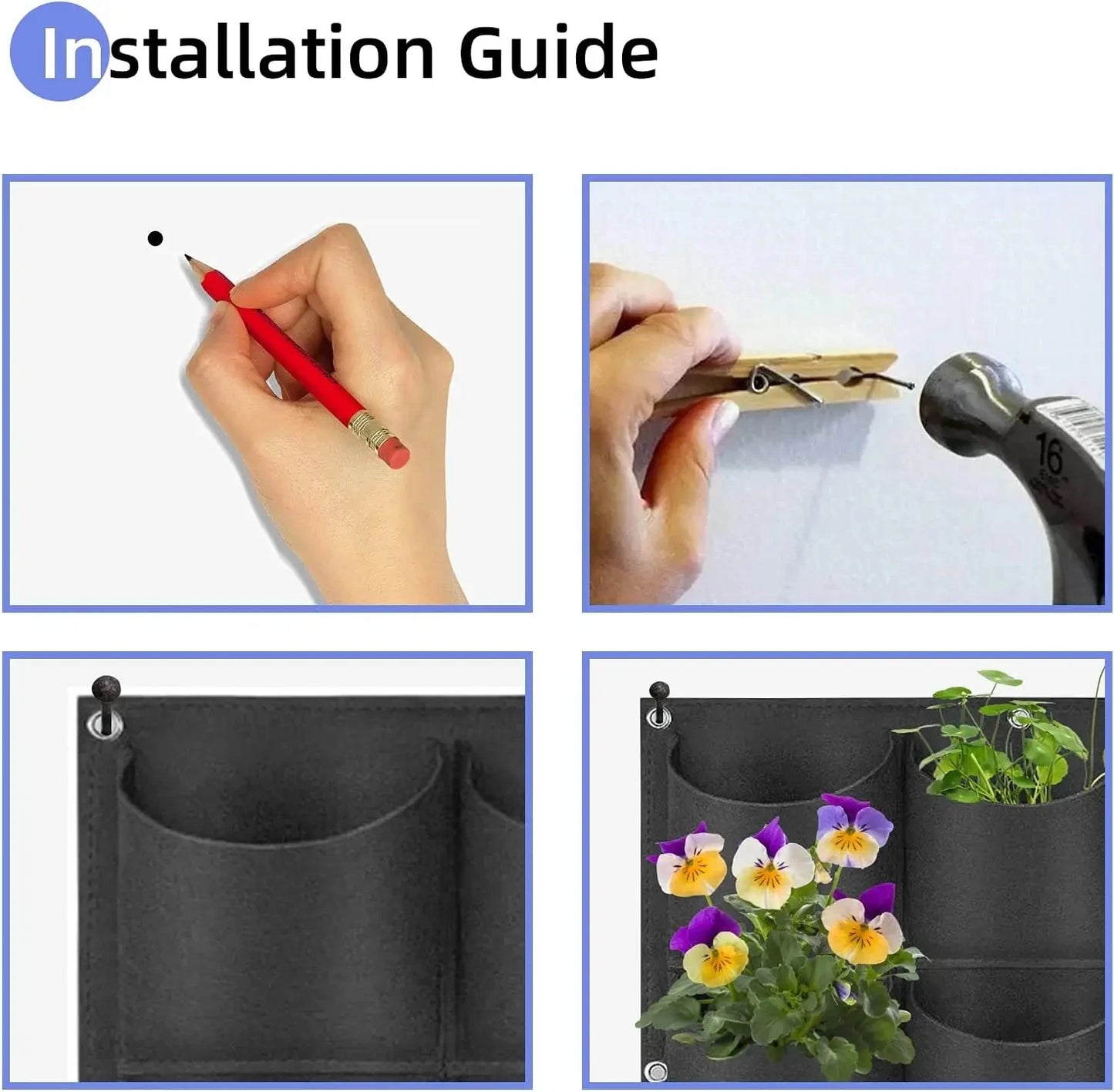 NEW Wall Hanging Pockets Planting Bags Flower Pot Home Garden Grow Bag Garden Planter Vertical Suculentas Plant Pot Home Decor
