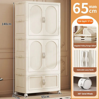 Foldable Baby Closet Plastic Infant Wardrobe Children's Clothing Storage Cabinet for Home Bedroom No Installation Needed