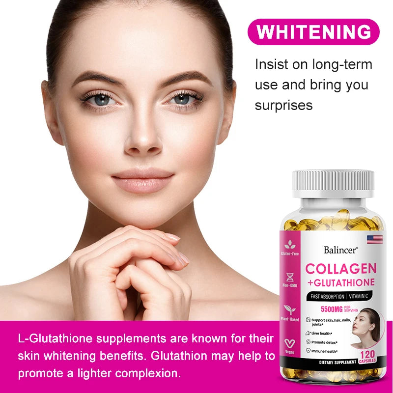 Glutathione Collagen Supplement, Antioxidant Whitening Capsules, Skin Health Deep Nourishment Skin