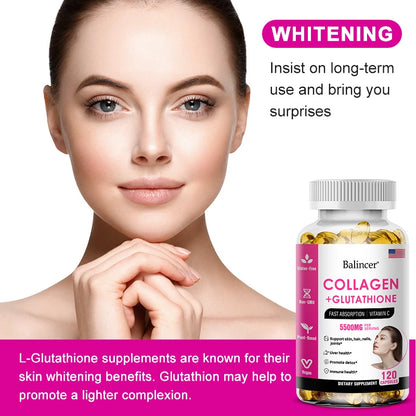 Glutathione Collagen Supplement, Antioxidant Whitening Capsules, Skin Health Deep Nourishment Skin