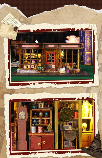 DIY Miniature Magic Treasure House Book Nook - Handcrafted 3D Puzzle, Creative Christmas Halloween Black Friday Gift Idea