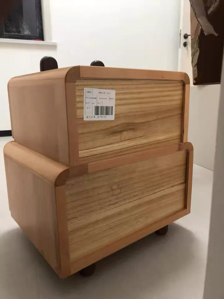 E2022 Beech Wood 2 Drawer Cartoon Kid Bedstand Children Nightstand Boy Bedside Table Girl Night Tables
