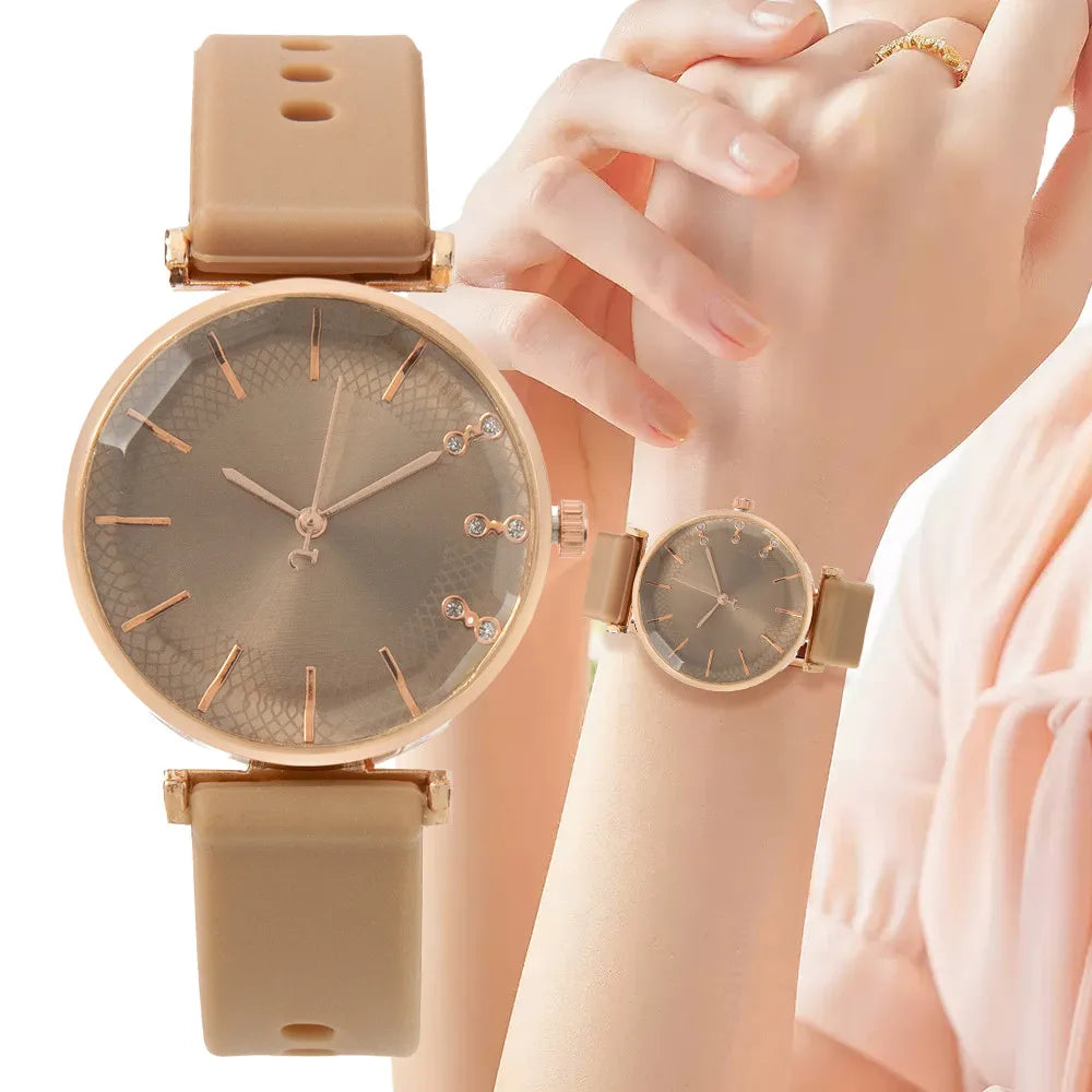 Fashion Simple With Diamonds Ladies Quartz Watches Hot 2025 Sports Brands Women Silicone Strap Dress Clock Gifts Wristwatches