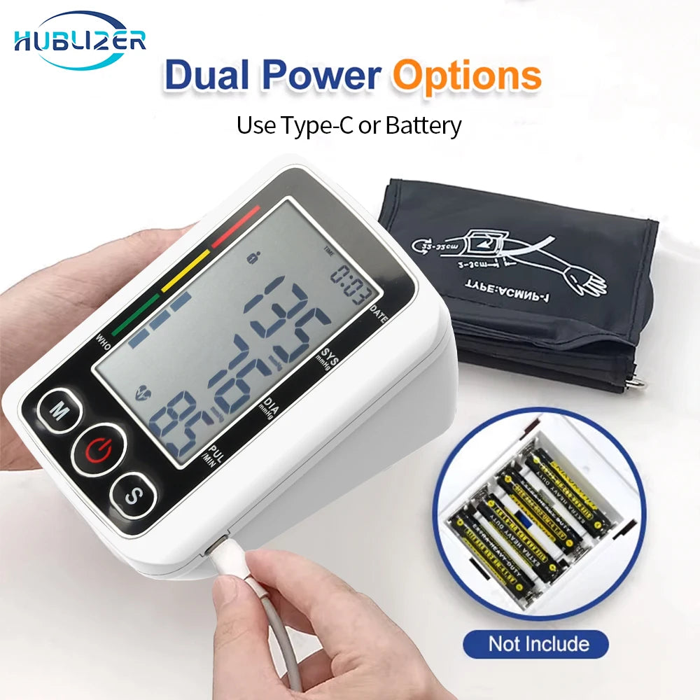 Digital Sphygmomanometer Medical Health Detector Home Upper Arm Blood Pressure Monitor Adult Kid Pulse Monitor Sphygmomanometer