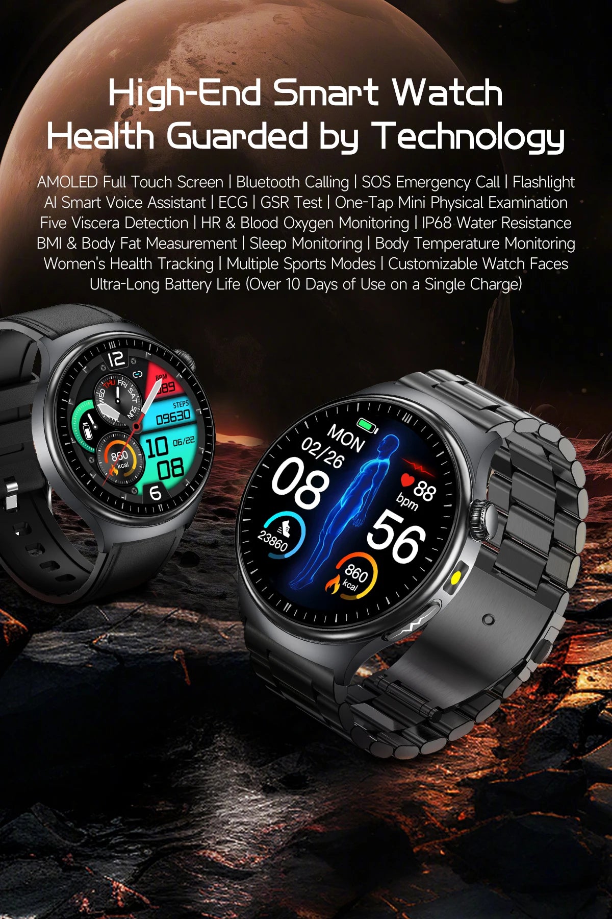 2026New Nursing Grade Health Smartwatches For Men Women Precision Detection Heart Rate Blood Fats Uric Acid ECG+PPG Smart Watch