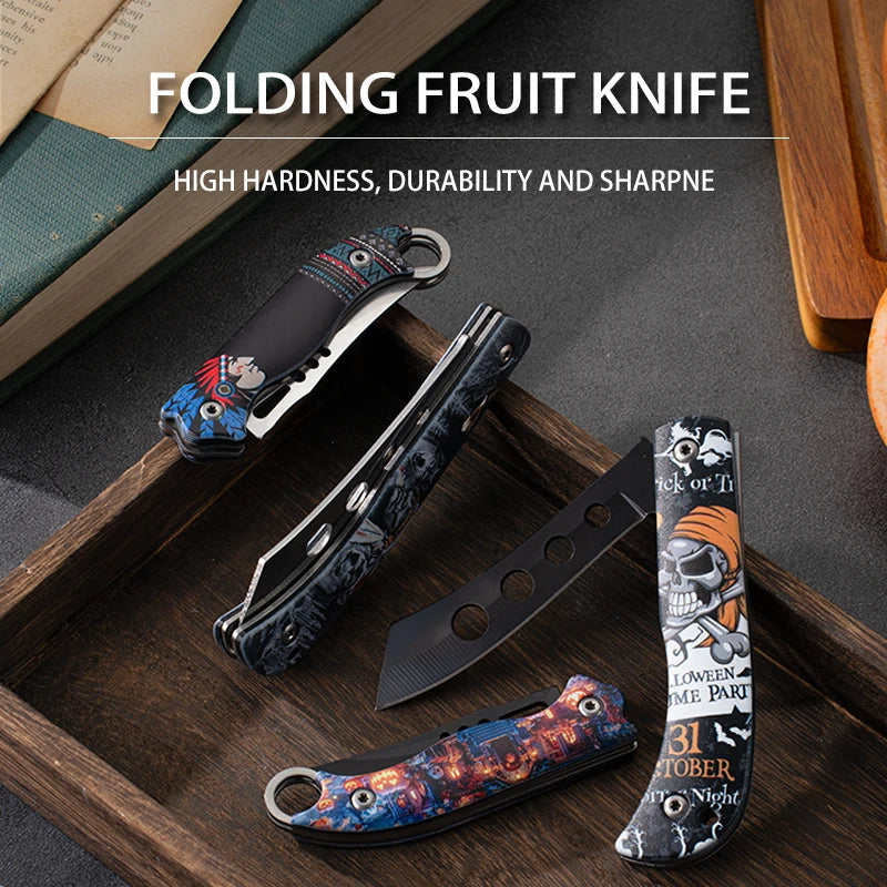 Pocket Portable Mini Folding Knife Stainless Steel Self-defense EDC Multi-purpose Camping Camp tools Halloween style