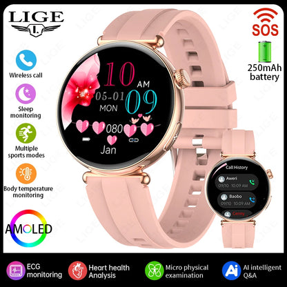 Smartwatch zdrowotny klasy pielęgniarskiej dla kobiet z ekranem AMOLED HD, wodoodpornością IP68, ciśnieniem krwi, połączeniami BT – modny zegarek dla kobiet