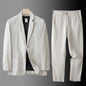 High Quality Men Blazer Jacket and Pants Man Linen Blazer  2 Piece Suit Spring Summer Thin Style Fashion Casual Set Long Sleeve
