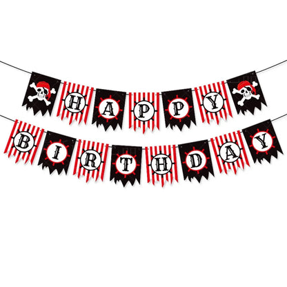 Pirate party napkins plates cups Tablecloths Banner Pirate skull balloon kids Caribbean Pirate themed birthday party decoration