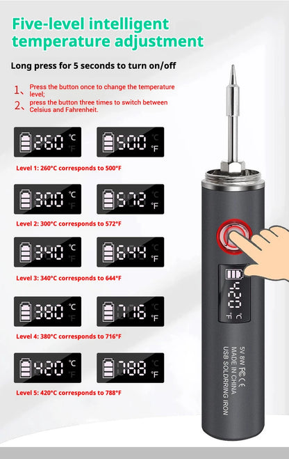 1400mah USB Soldering Iron Wireless Charging Electric Soldering Iron Fast Charging Rechargeable Portable Repair Welding Tools