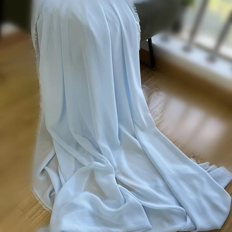 Dusty Blue Soft Chiffon Fabric for Wedding Party Decor Home Decor Georgette Backdrops Curtain Dress Skirt Shirt Cloth DIY