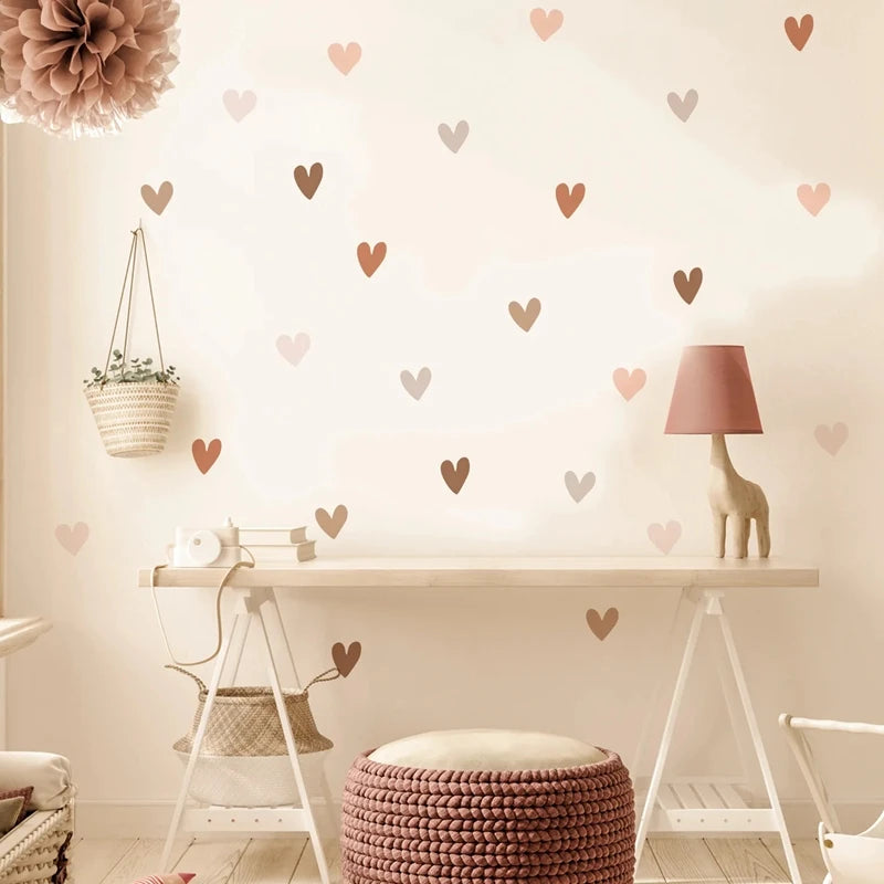 36Pcs Boho Hearts Wall Stickers For Home Living Room Children Girl Boy Bedroom Decoration Baby Nursery DIY Art Decals Wallpaper