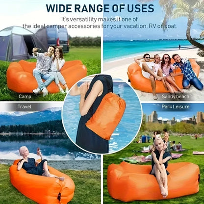 1PCS Outdoor Inflatable Lazy Sofa, Portable Camping Sofa Bed with Oxford Fabric - Lightweight Foldable Air Couch for Beach