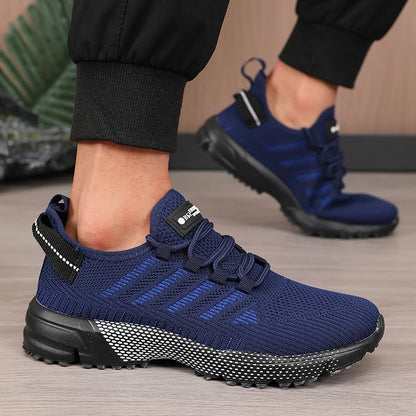 Men's Breathable Running Shoes Anti Slip Casual Fashionable Outdoor Training Hiking Shoes Outdoor Knitted Lace Up Men's Shoes