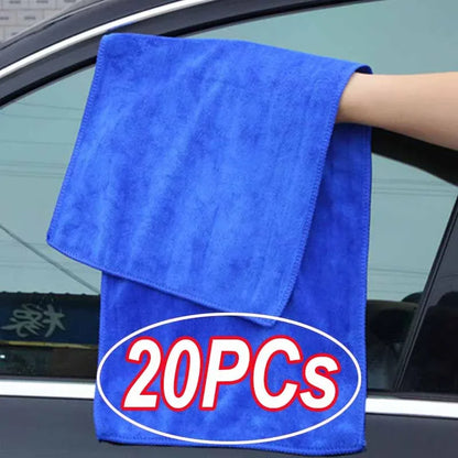 1-20Pcs Soft Microfiber Car Cleaning Towel Drying Cloth Hemming Wash Towel Water Suction Polishing Car Motorcycle Cleaning Tools