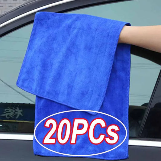 1-20Pcs Soft Microfiber Car Cleaning Towel Drying Cloth Hemming Wash Towel Water Suction Polishing Car Motorcycle Cleaning Tools