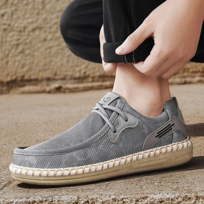 2026 Summer New Men Slip-on Breathable Mesh Shoes, Lazy Casual Hemp Sole Low-top Loafers, Lightweight Anti-slip Fisherman Shoes