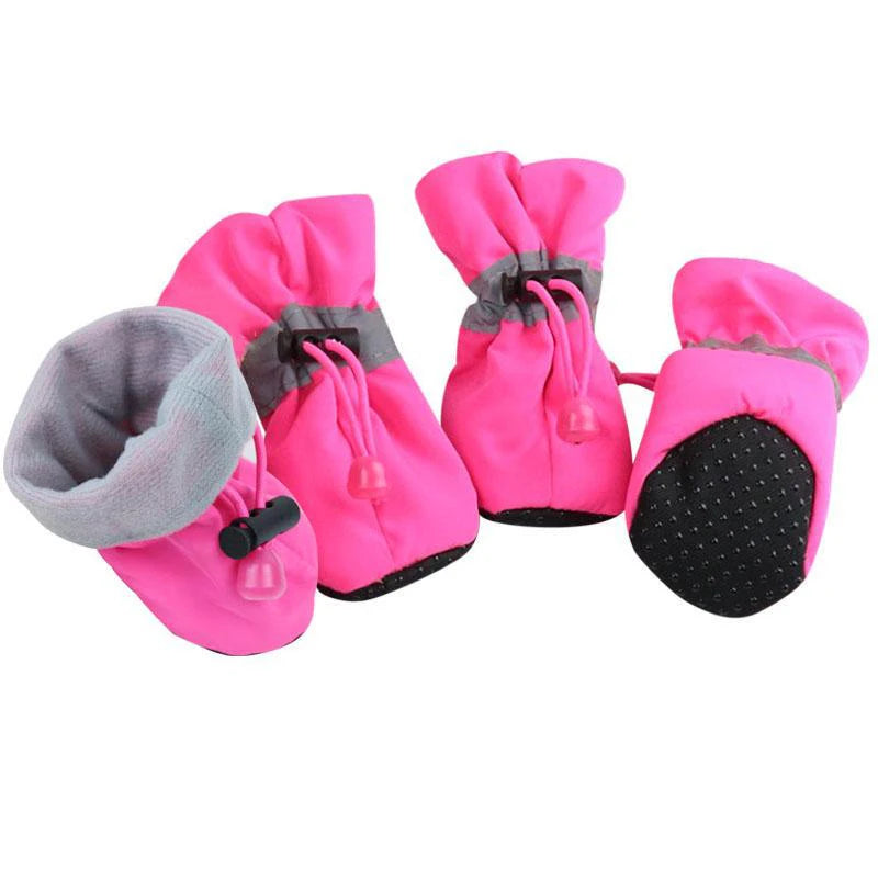 Dog Shoes 4pcs Waterproof Anti-Slip, Winter Warm Boots with Socks, Breathable Soft Pet Outdoor Accessories
