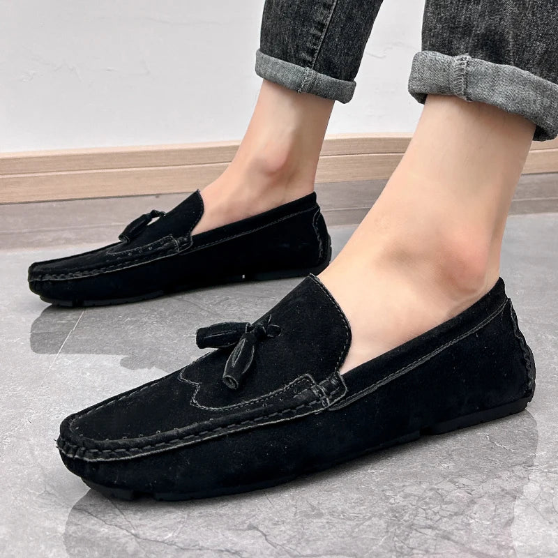 Loafer Men Orange Loafers Tassel Decor Slip on Driving Shoes Casual Business Moccasins Breathable Male Footwear Loafers