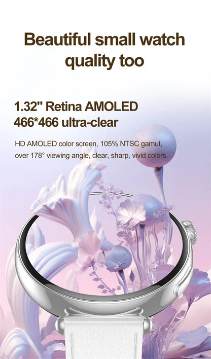 ECG Smart Watches Women 1.32 inch  AMOLED Screen Physical Examination Blood oxygen Pressure Fat Call Health ECG+PPG Smartwatch