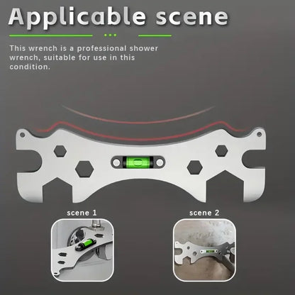 Multifunctional Stainless Steel Bathroom Wrench Tool Shower Installation Hexagonal Level Faucet  Angle Ruler Distance  Measuring