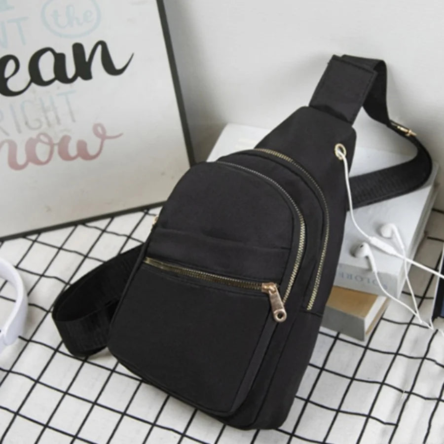 Women's Crossbody Bag New Korean Simple Women's Chest Bag Large Capacity Women's Outdoor Casual Embroidery Quilt Single Shoulder