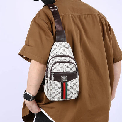 2025Men's Casual Messenger Bag Multi-Pocket Crossbody Shoulder Bag Lightweight Chest Bag with Port & Earphone Hole