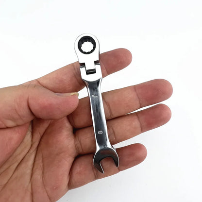 Mini Short Handle Ratchet Wrench With Movable Head Quick Dual-purpose Open End Wrench Hardware Tool Labor-saving Wrench