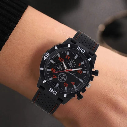 3pc/set Fashion Simple Mens Watch Analog silicone Male Watch Casual Men's Quartz Wrist Watch Ideal Choice for Thanksgiving Gifts