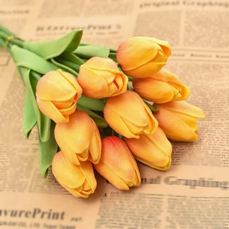 Artificial Flowers Tulip Bouquet Fake Flowers Wedding Garden Decoration Outdoor Home Garden Bouquet Vase Decor Plants