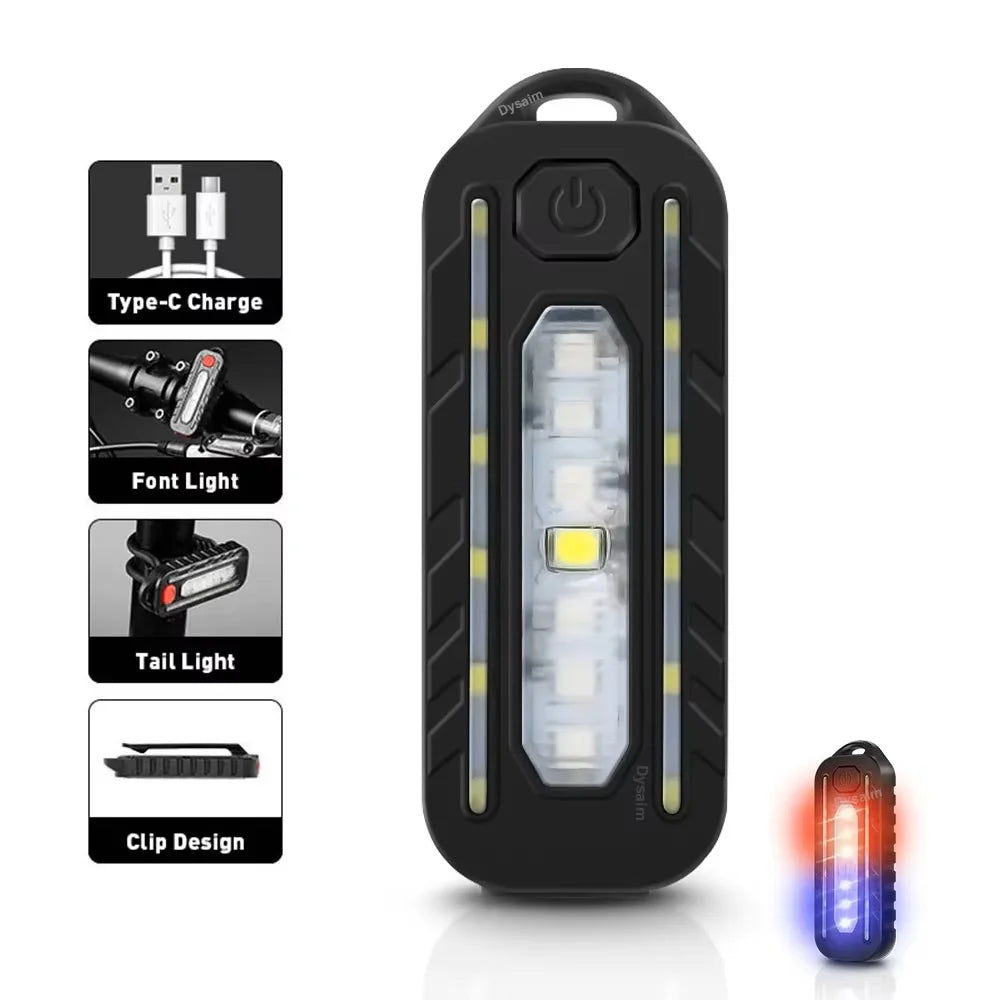 Keychain Flashlight for Police USB Recharge LED Flashlight Shoulder Clip Lights Warning Flashing Light Outdoor Work Light Lamp