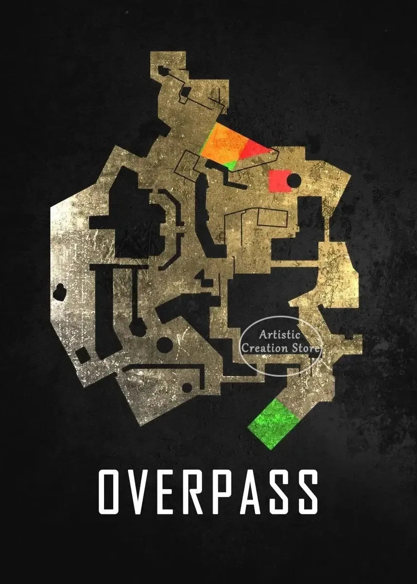 Cs Go Maps Poster First Person Shooter Game Dust 2 Nuke Map Black Print Canvas Painting Wall Pictures for Game Room Wall Decor