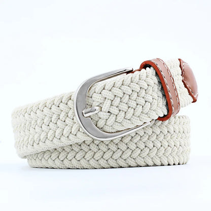 2.5cmx100cm Unisex Extended Elastic Knitted Thin Belt Women's Needle Button Canvas Jeans Student  Canvas Elastic Belt for Women
