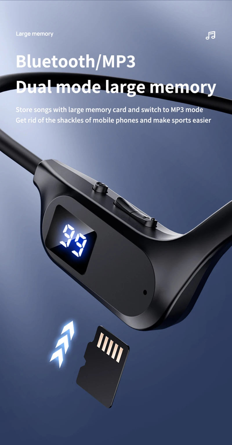 Bezprzewodowe słuchawki douszne, przewodnictwo kostne, sportowe, do pływania, kompatybilne z Bluetooth, bez użycia rąk, z mikrofonem do biegania, słuchawki douszne X7