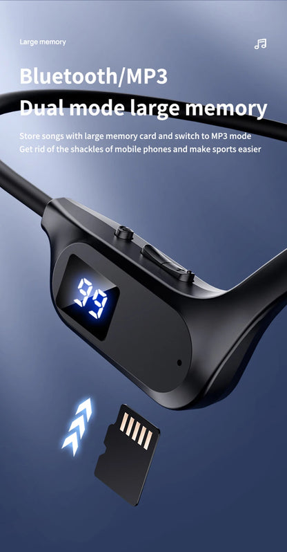 Bezprzewodowe słuchawki douszne, przewodnictwo kostne, sportowe, do pływania, kompatybilne z Bluetooth, bez użycia rąk, z mikrofonem do biegania, słuchawki douszne X7