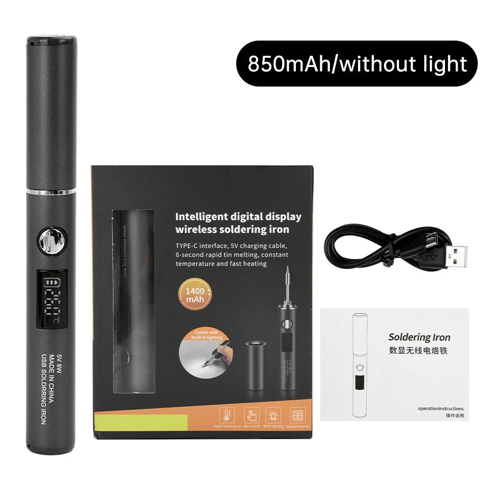 The latest USB soldering iron 5-speed temperature control mini soldering iron Type C interface plug-in models 850/1400 MAH