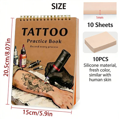 SUANGL Tattoo Practice Skin Book Set-10 Sheets of 1mm Double-side Skin Suitable for Beginners and Studio Students To Practice
