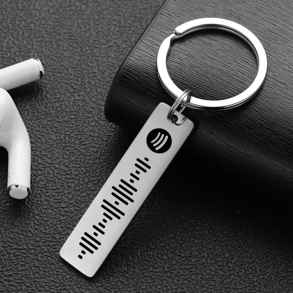 Personalized Spotify Code Keychains Music Keyrings Customized Scannable Song Name Key Rings Chains Best Gift for Car Couple P040