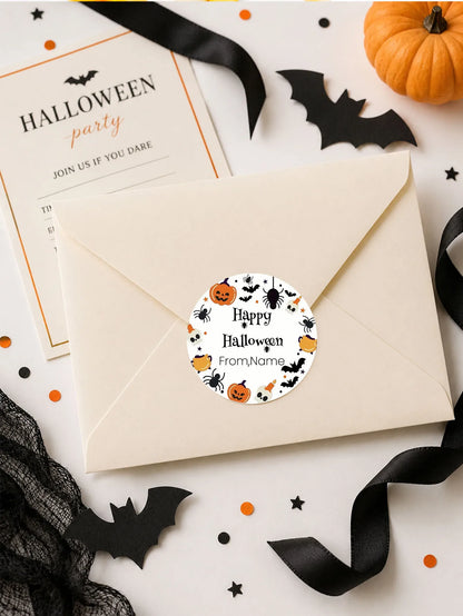 1/50/100Pcs Custom Round Stickers with Personalized Text & Images for Halloween Gift Boxes, Treat Bags & Invitation Seals