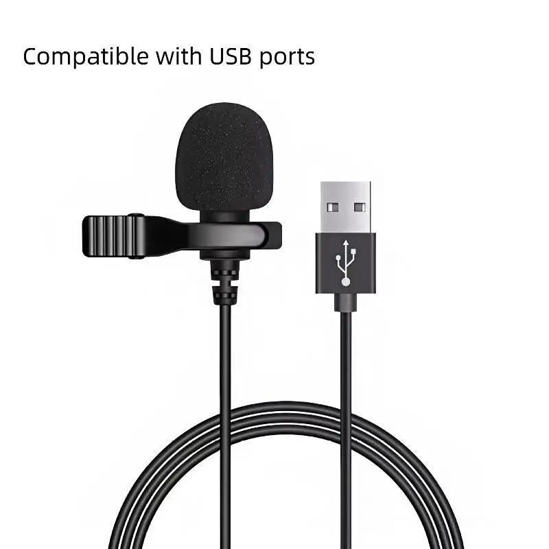 1.5m Mini Portable Microphone Condenser Clip-on Lapel Mic Wired USB 3.5mm Type C Microphone For Laptop PC Camera