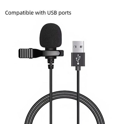 1.5m Mini Portable Microphone Condenser Clip-on Lapel Mic Wired USB 3.5mm Type C Microphone For Laptop PC Camera