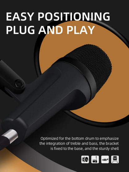 Instrument Microphone E608 7-Piece Wired Drum Mic Kit Dynamic Kick Bass Tom/Snare Cymbals Use For Drums Vocal Band DJ Stage Inst
