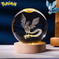 6CM Pokemon 3D Crystal Ball Figure Toy Anime Gengar Rayquaza Pikachu Lugia Vaporeon Glass Ball Model Night Light Room Decoration