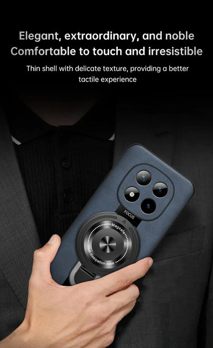 For Xiaomi Redmi Note 15 Pro and Note15 Pro Plus 5G Case Magnetic Holder Silicone PU Leather Plexiglass Premium Back Cover
