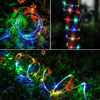 LED Solar Strip Rope Tube Fairy Light Solar Powered Garland String Light Christmas Decor for Outdoor Garden Lawn Tree Yard Fence