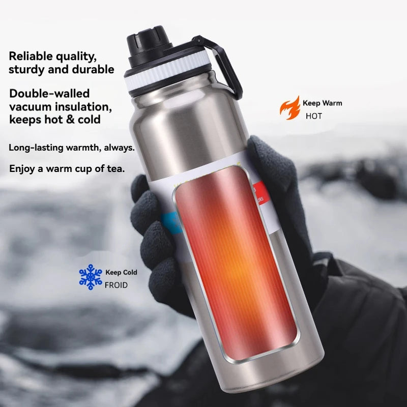 600/800/1000ML Sport Vacuum Flask Stainless Steel Thermal Water Bottle Car Insulated Cup Keeps Cold and Heat Travel Thermal Mug