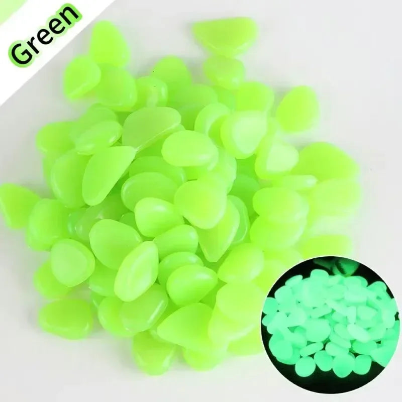 100-500pcs Glowing Garden Pebbles Glow in the Dark Non Toxic Reusable Luminous Stones For Garden Patio Aquarium DIY Decoration
